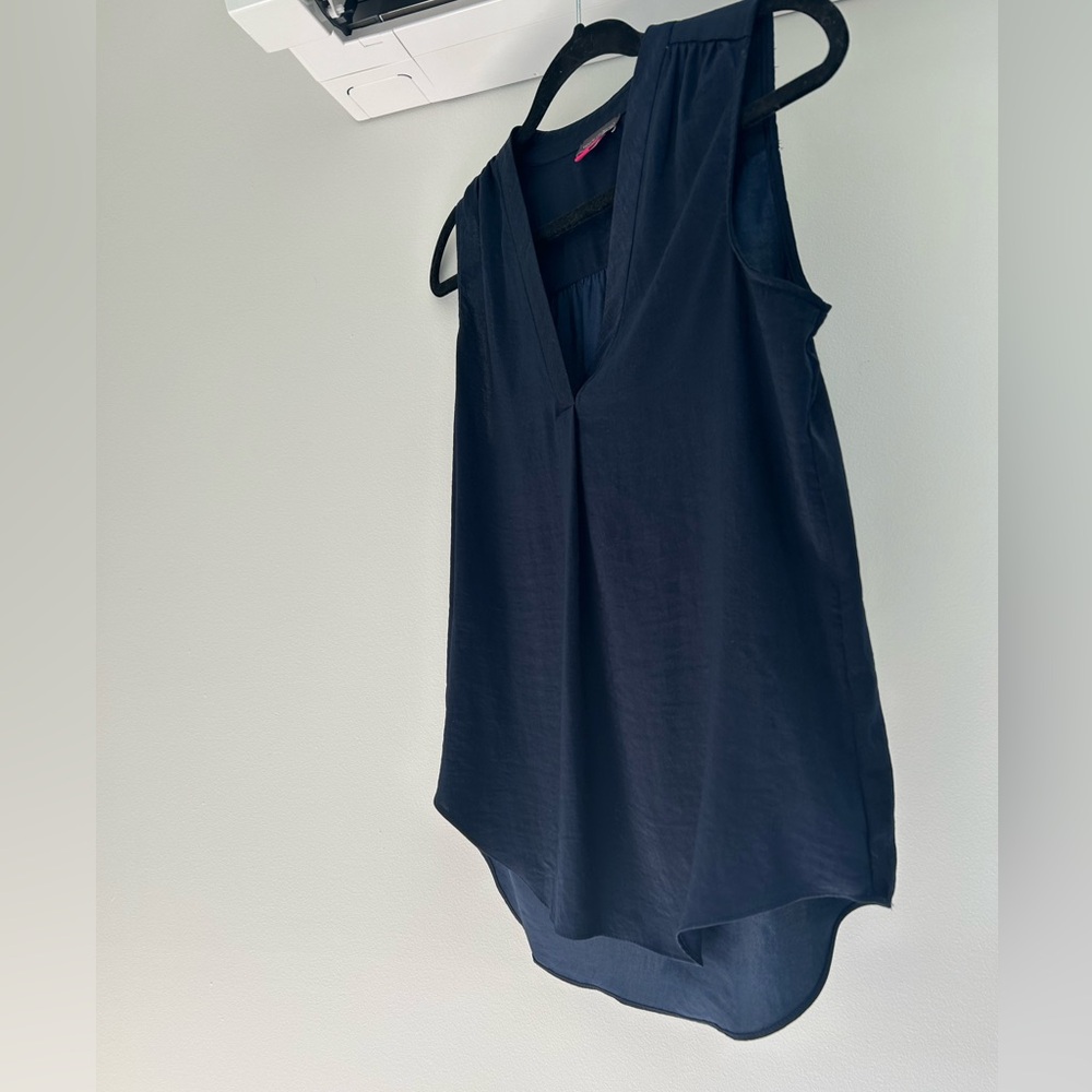 Dark blue Vince Camuto v-neck sleeveless blouse
